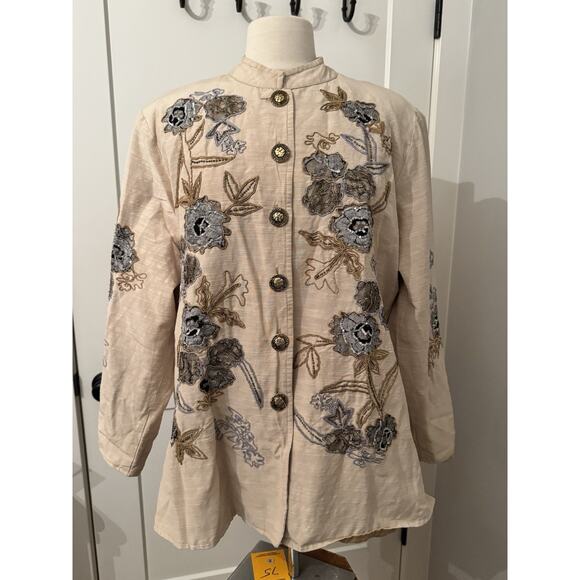 Indigo Moon Jackets & Blazers - Indigo Moon Embellished Jacket Sz XL BOHO CHIC Embroidery beaded Artsy Old Money